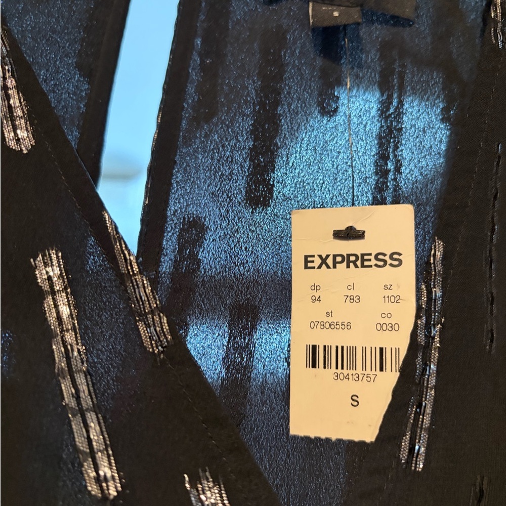 Express Elegant Black Dress with Silver Highlights